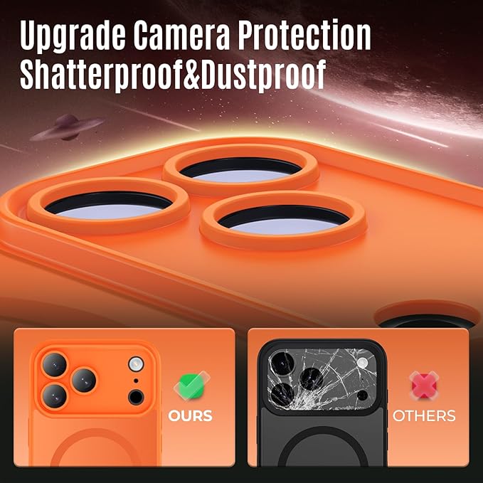 Symcele Designed for iPhone 17 Pro Max Case, Compatible with MagSafe, [Camera Protection] [15FT Military Drop Protection] Shockproof Translucent Matte Anti-Slip Phone Case, 6.9", Cosmic Orange