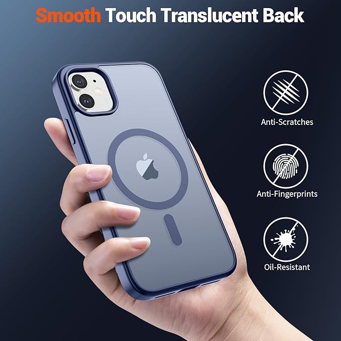 SUPFINE Magnetic for iPhone 12 Case/iPhone 12 Pro Case (Compatible with MagSafe)(Military Grade Drop Protection) Slim Translucent Matte Shockproof with Anti-Fingerprint Phone Case,Lavender Gray