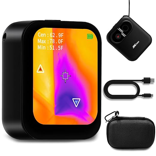 Small Thermal Imaging Camera for Home Inspection – 128×96 IR Resolution Thermal Camera for Wall Leak & Insulation Detection, Mini Thermal Imager for Beginner
