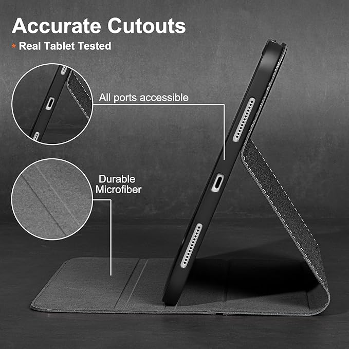 Gexmil Genuine Leather Case for iPad Pro 11 Inch (M5/M4) 2025/2024 with Pencil Holder,Protective Shockproof Leather Smart Folio Cover Adjustable Stand Auto Sleep/Wake Anti-Slip,Cross-Hatched Black