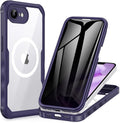 CENHUFO Magnetic Privacy Case for iPhone 16E / iPhone 17E [Compatible with Magsafe] Full Body Phone Case Built-in 9H Glass Privacy Screen Protector and Camera Protector, Shockproof Cover - Purple