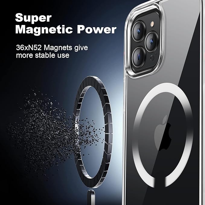 Magnetic Case for iPhone 12 Pro Max Case, [Military Grade Drop Tested] [Compatible with MagSafe] Slim Protective Cover, Translucent Matte Shockproof Case 12 Pro Max Phone Case 6.7", Clear