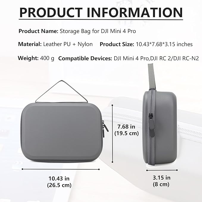 Storage Bag for Mini4 -Mini 4 Pro Drone Case Hard Shell Travel Carrying case Compatible with Mini 4 Pro, DJI RC 2/DJI RC-N2 Remote Controller & Accessories
