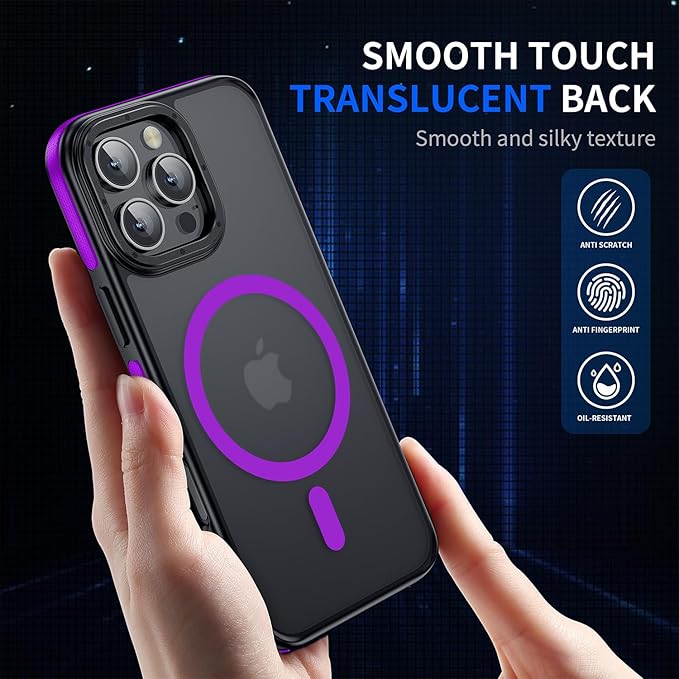 Strong Magnetic for iPhone 16 Pro Max case [10Ft Military-Grade Protection] Compatible with fit MagSafe Shockproof Slim Thin Cover case for iPhone 16 Pro Max 6.9 inch, Bumper Purple