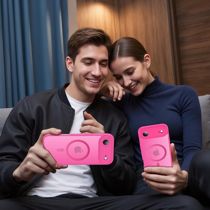 Symcele Designed for iPhone Air Case, Compatible with MagSafe, [Camera Protection] [15FT Military Drop Protection] Shockproof Translucent Matte Anti-Slip Thin Slim Phone Case, 6.5", Hot Pink