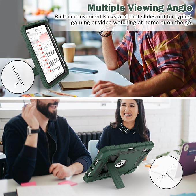 Grifobes Case for iPad mini 7 (A17 Pro) 2024 / Mini 6 2021 8.3 inch, Heavy Duty Shockproof Rugged Cover with Pencil Holder Stand, for I Pad Mini 7th/6th Gen 8.3" Case (Deep Green)