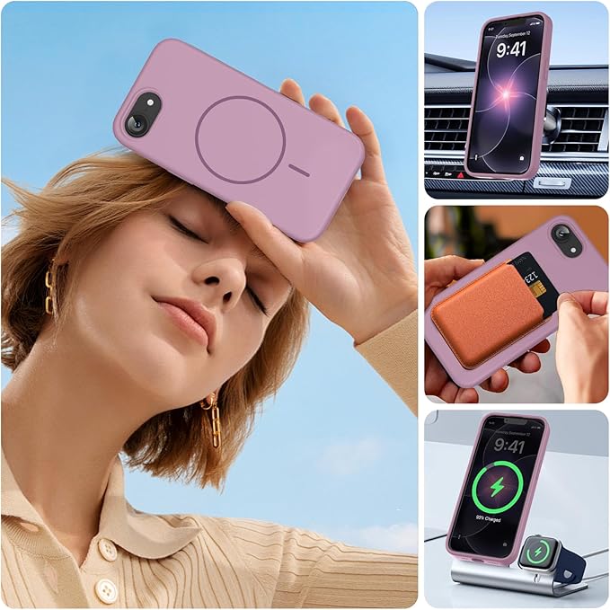 Miracase Magnetic for iPhone 17e Case & iPhone 16e Case, [Soft Anti-Scratch Microfiber Lining], Compatible with MagSafe, Silicone Shockproof Protection Phone Case for iPhone 17e/16e, Blackcurrant