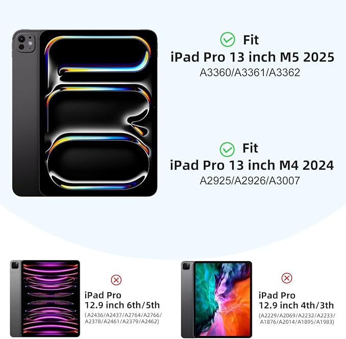 Akkerds Compatible with iPad Pro 13 Inch Case (M5/M4) 2025/2024, for iPad 13 Pro Case with Pencil Holder, Slim Trifold Stand Protective Cover with Soft TPU Back, Auto Wake/Sleep (Darkpurple)