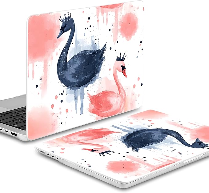 Batianda for MacBook Pro 14 Inch Case 2026-2021 Release M5 M4 M3 M2 M1 Pro/Max, 1.2mm Slim Graphic Hard Shell Cover with Keyboard Cover, Screen Protector 4-in-1 Bundle, Swan