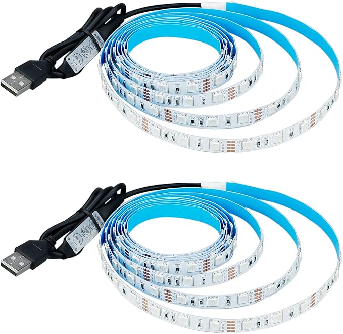 5V USB RGB LED Strip Light USB Powered 13.2ft/4M (2pcs x 6.6ft) 240LEDs Flexible SMD 5050 with Controller Dimmable 19 Dynamic Modes 20 Static Colors No-Waterproof IP20 LED Tape Lights