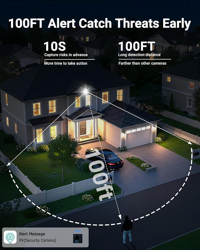 Solar Camera Security Outdoor - AOV 24/7 Recording Security Cameras Wireless Outdoor with 360° View, Human Auto Tracking, 2K Night Vision, Compatible with Alexa/Google Assistant (4 Pack)