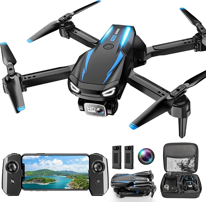 Drone with 1080P Camera, Foldable Remote Control Quadcopter for Adults Beginners, Mini Drone with Stable Hover, Waypoint Fly, 3D Flips, One Key Start, 2 Batteries, Easy to Fly Indoors & Outdoors