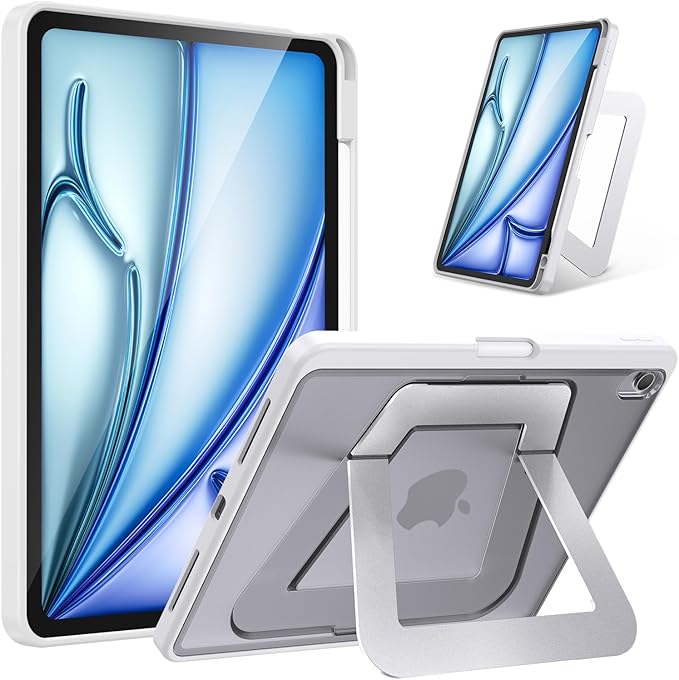 Case for iPad Air 11 inch M4/M3/M2(2026/2025/2024), iPad Air 4/5th Generation, Dual Multi-Angle Adjustable Kickstand Full Protective Case with Built-in Pencil Holder (White, iPad Air 11 inch)