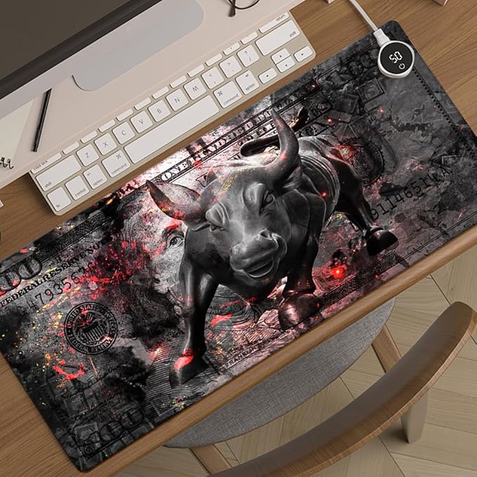 Gaming Mouse Pad Black Gray Money Bull Motivational Sign Inspirational Quote Mouse Pad Motivational Quotes Mousepads Mouse Pads Large for Home Office Decor Desk Accessories 15.7"x31.5"