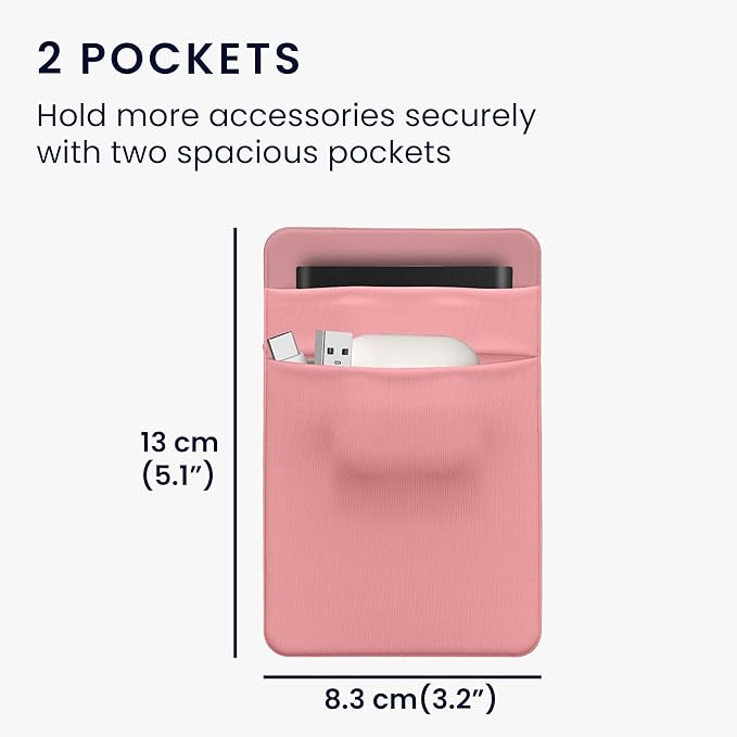 kwmobile Elastic Sleeve Compatible with SanDisk Portable SSD, Samsung T7, Crucial X8, HDD Case - Stretchy Elastane Adhesive External SSD Holder - 10x7cm & 8x7cm Pockets - Dusty Pink