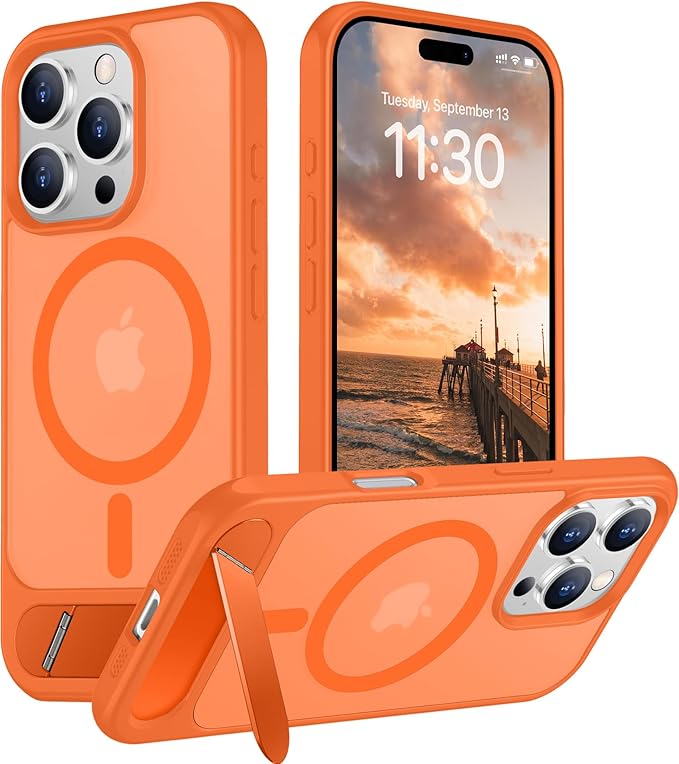 Magnetic Compatible with iPhone 16 Pro Case, [Built-in Invisible Kickstand][Compatible with MagSafe][Military Grade Shockproof] Slim Translucent Matte Phone Case for iPhone 16 Pro 6.3"
