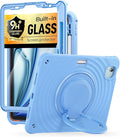 BATYUE Case for iPad Air 11 inch M4 (2026)/M3 (2025)/M2 (2024), iPad Air 5th/4th 10.9 inch(2022/2020), iPad Pro 11" 4th/3rd/2nd/1st with Class Screen Protector,Kickstand & Pencil Holder,SkyBlue