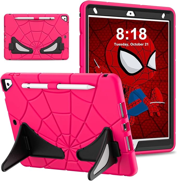 AKABEILA Compatible with Apple iPad Pro 11 inch(2018)/Apple Air 4 10.9(2020)/Air 5 10.9(2022)/Air 6 M2 (2024)/Air 7 M3 (2025) Tablet Case，Cover with Kickstand for Kids Children Boys Strawberry Black