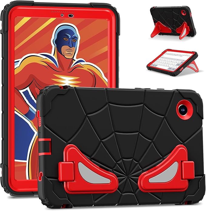AKABEILA Compatible with Samsung Galaxy Tab A9 8.7 inch(SM-X115N)(2023) Tablet Case，Lightweight Shockproof Rugged Protective Cover with Kickstand for Kids Children Boys Babies Black Red