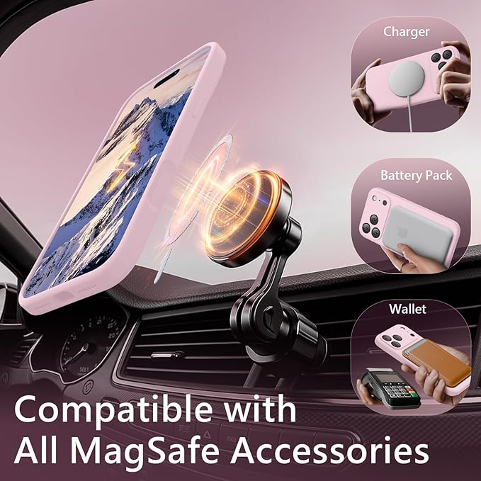 FireNova Magnetic for iPhone 17 Pro Case, Compatible with MagSafe, [Integrated Silicone Camera Control Button] [Camera Protection] Anti-Scratch Microfiber Lining Phone Case, 6.3", Chalk Pink