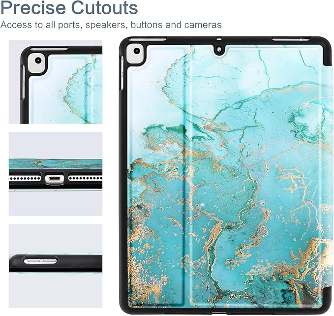 Vimorco Case for iPad Air 3rd 2019, for iPad Pro 10.5 inch 2017/2019, for iPad 9th/8th/7th Generation 10.2 inch,4 Viewing Angles,Pencil Holder,Full Protective Cover,Auto Sleep/Wake,Green Quicksand