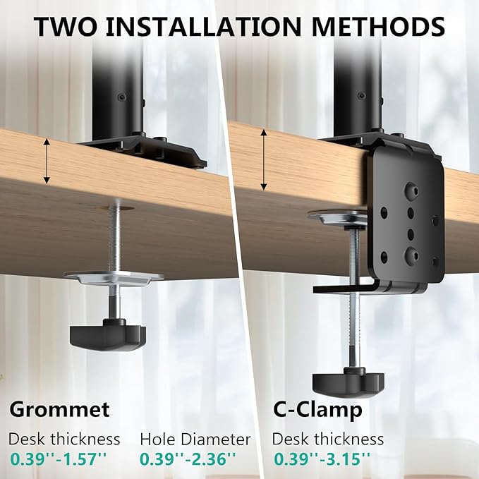 WALI Single Long Monitor Arm - Computer Monitor Arm Desk Mount for 13-32 inch, Hold up to 19.8lbs, Extra Long Adjustable Stand, Full Motion Tall Arm, VESA 75/100mm, (GSDM001L)