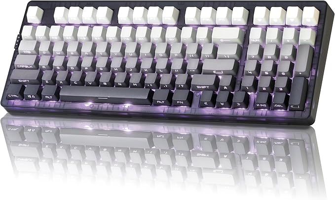 ZORNHER ZH980 Mechanical Keyboard Wireless,95% Black & White Creamy Keyboard with Number Pad,Gaming Keyboard with Number Pad,Lighted Up PBT Keycaps,Creamy Sounding Linear Switches,Full Size