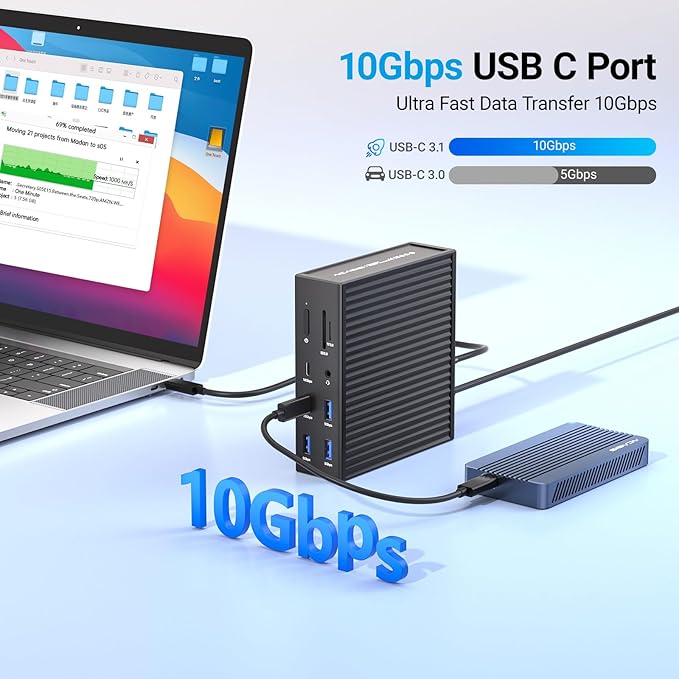 ACASIS USB C Docking Station Dual Monitor,16-in-1 Laptpop Docking Station with 2* HDMI,VGA,2.5G Ethernet,SD/TF,10Gbps USB-C 3.1,3.5mm Audio,PD100W,USBC Hub for Dell/Lenovo/HP/ThinkPad (Black)