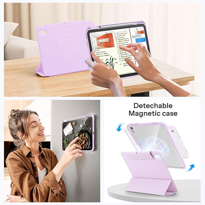 SPARIN Case for iPad Air 11 inch M3/ M2, iPad Air 7th/6th/5th/4th Gen (2025/2024/2022/2020) 10.9 inch,Case with Apple Pencil Holder, Detachable Magnetic Cover, Portrait and Landscape Stand, Purple