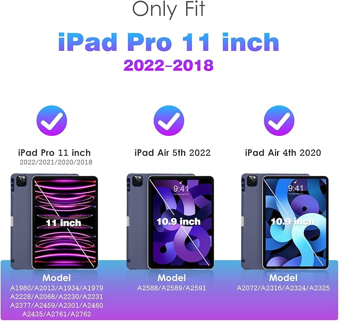 DTTO for iPad Pro 11 inch 4th/3rd/2nd/1st Generation 2022/2021/2020/2018 Case, Smart Slim Trifold Stand Soft TPU Back Cover with Built-in Pencil Holder, Also Fit iPad Air 5/4,US Flag
