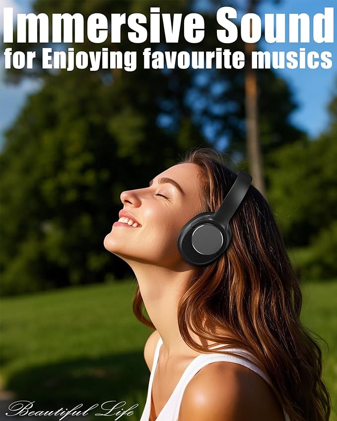 ZXQ Over Ear Hybrid Active Noise Cancelling Bluetooth Wireless Headphones,Deep Bass Hi-Fi Sound,45 Hours Long Playtime ANC Cancellation Headset with Microphone for Travel Workout,Black (Black)