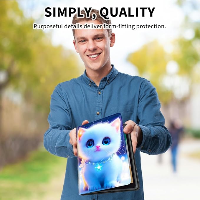 for Case for 6" Kindle 10th Generation 2019 Release (Model No J9G29R) E-Reader Case, Slim Kickstand Stand Leather Smart Cover with Auto Wake/Sleep, White Blue Eyed Cat
