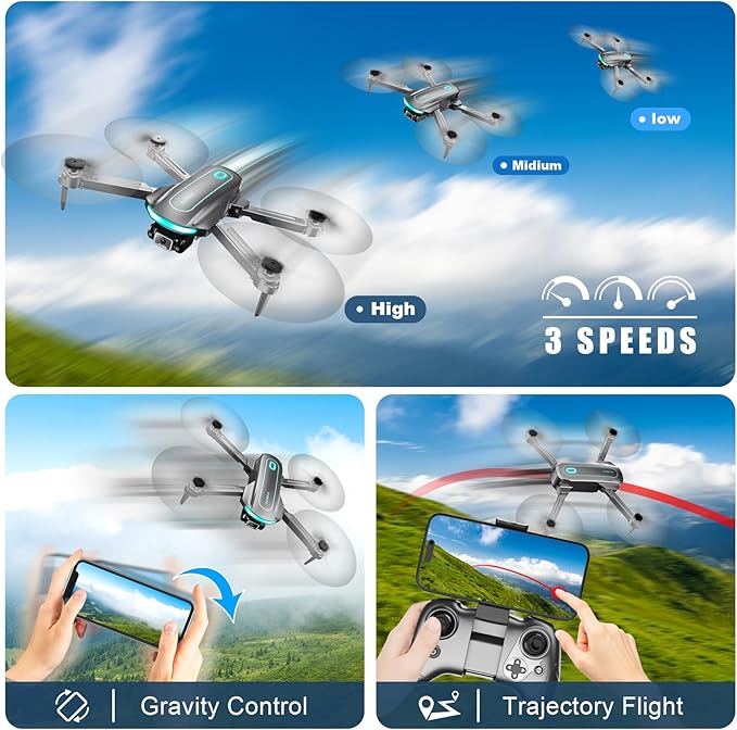 Drone with Camera for Adults and Beginners, 1080P HD FPV Foldable Mini Drones for Kids, 2 Batteries, Carrying Case, Trajectory Flight, Gravity Control, One-Key Takeoff/Landing, 360° Flip, Gift for Boy