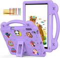 Dteck Kids Case for iPad 9.7 Inch 6th/5th Gen 2018/2017 & iPad Air 2/1 & iPad Pro 9.7,Cute Panda Shockproof Rugged Lightweight Pencil Holder Convertible Handles Stand Kids Friendly Case,Light Purple