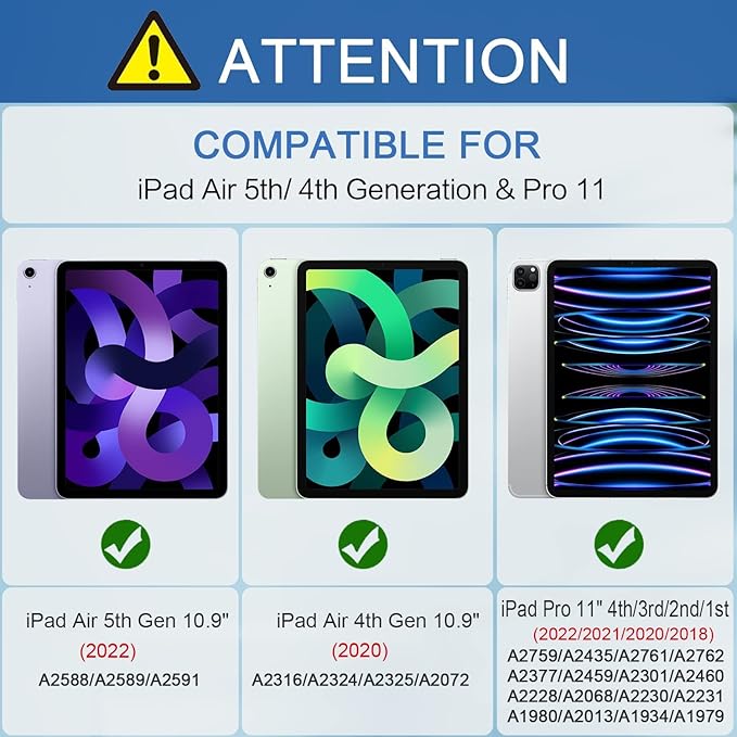 Clear Stand Case for iPad Air 5th/Air 4th Generation 10.9" (2022/2020) & iPad Pro 11 4th/3rd/2nd/1st Generation (2022/2021/2020/2018) Soft TPU Back Cover with Pencil Holder/Kickstand, Clear