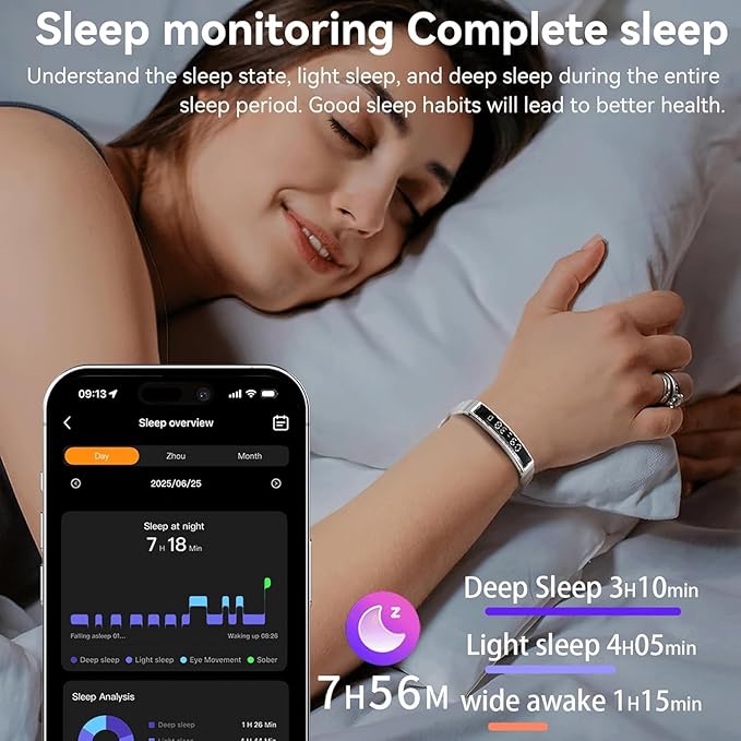 Health Smart Bracelet,Fitness Tracker with Heart Rate, Sleep Monitoring, Blood Oxygen, Step Counting for iOS and Android, No Subscription Fee, Waterproof(Silver)
