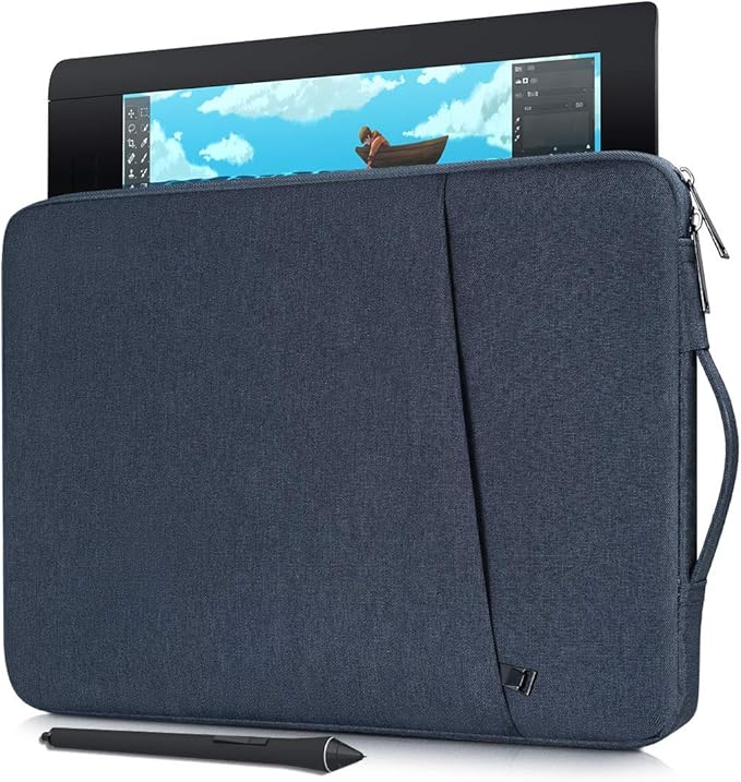Waterproof Graphics Drawing Artists Tablet Sleeve Bag Compatible with Huion KAMVAS Pro 13 GT-133, XP-Pen Artist 12/13 Pro/14 Carrying Case(Navy Blue)