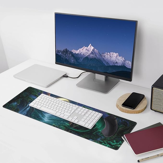 Dragon Moon Mouse Pad Extended Large Gaming Mouse Pad XL Stitched Edges for Gamer Home Office 31.5 X 11.8 Inch