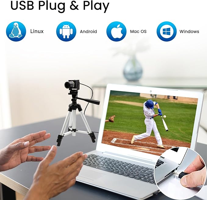 SVPRO 1080P 120fps High Speed USB Camera,12 Megapixels 4K Glof Swing Webcam Manual Focus with 3X Optical Zoom,Industrial Lightburn Cam UVC Plug and Play for Computer Laptop Raspberry Pi