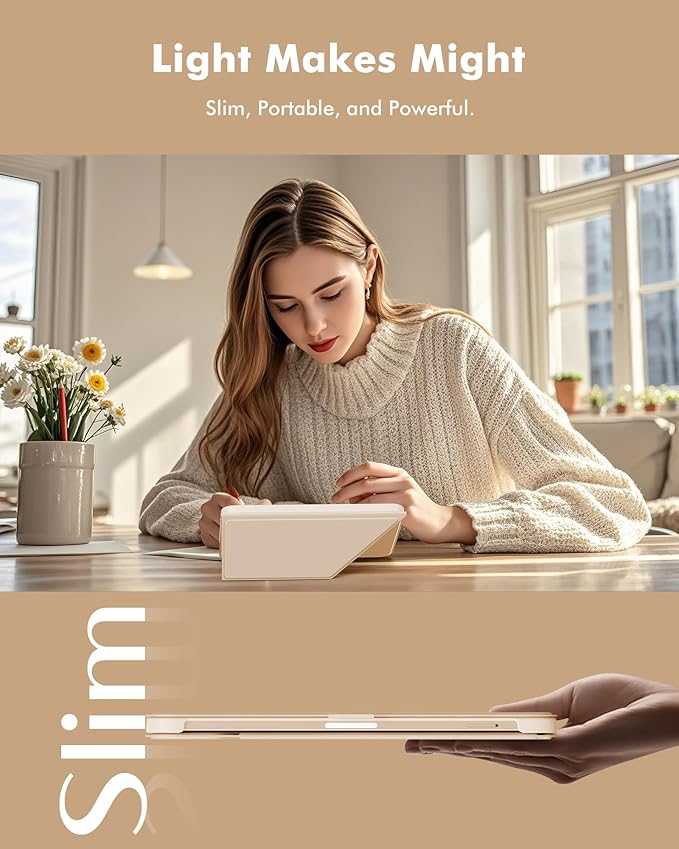 INFILAND Case for iPad mini 7 (A17 Pro) 2024 / iPad mini 6 2021, Magnetic Origami Slim Protective Case, Book-Style Foldable Cover with Pencil Holder, Multi-Angle Stand, Auto Wake/Sleep, Starlight