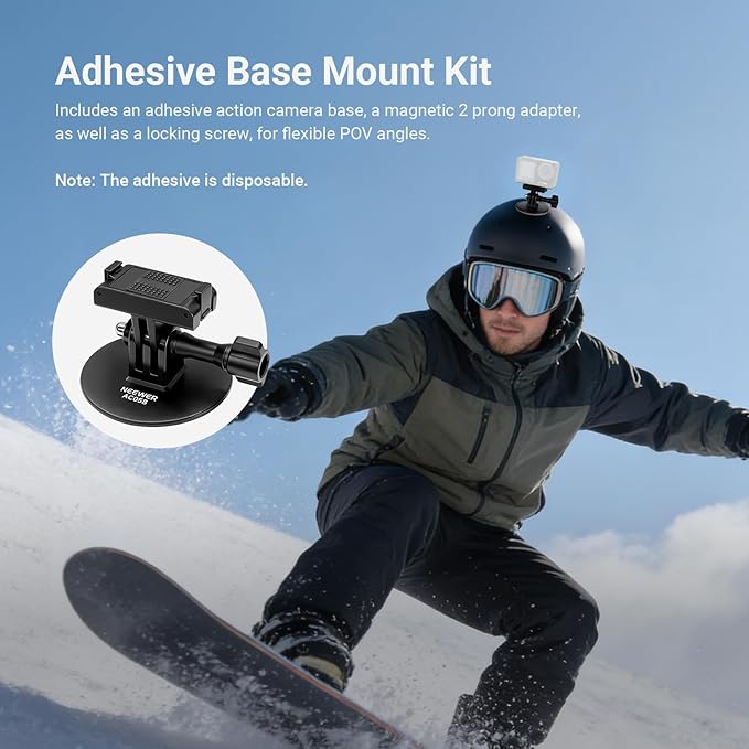 NEEWER Adhesive Base Mount Kit Compatible with DJI Osmo Nano/Osmo 360/Action 6 5 Pro 4 3, Magnetic Quick Release Adapter Stand Bracket Action Camera Accessories for POV Video Recording, AC058