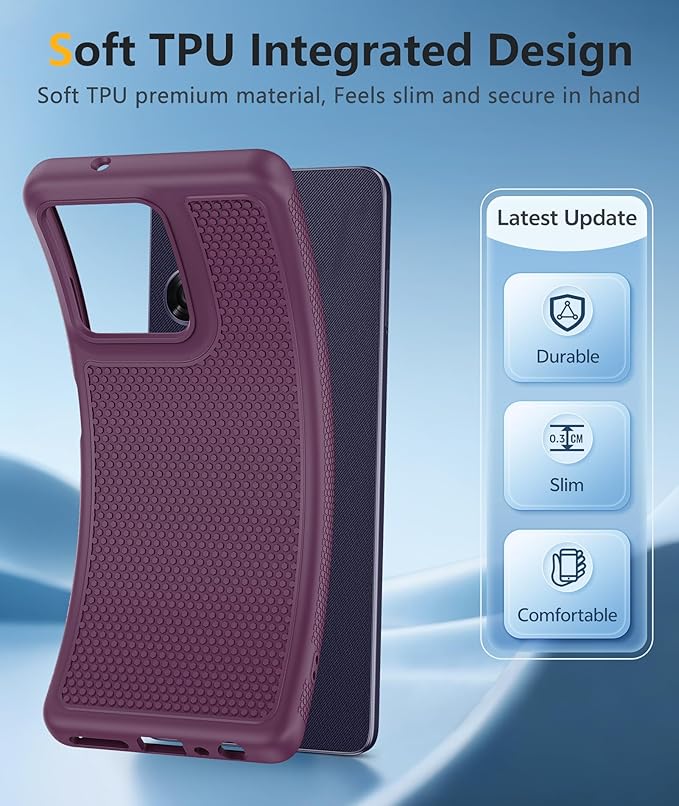 FNTCASE for Moto G-Power 2026 Case: Motorola Moto G Power 2025 Case 14FT Military Grade Drop Protection with Screen Protector Shockproof Anti-Slip Sweat-Resistant Matte TPU Daily Cover (Burgundy)