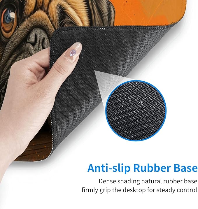 Mouse Pad Gaming - Large Mouse Pad for Desk with Waterproof Surface & Durable Design Desk Mat for Desktop & Office Accessories (Pensive Pug)