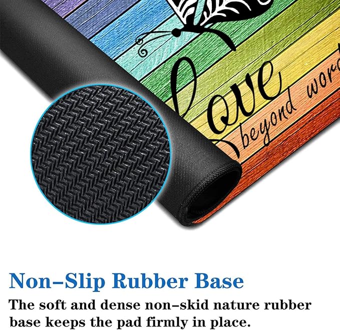 3 Piece Mouse Pad Set with Stitched Edge Large Anti-Slip Mouse Pad Desk Pad Keyboard Pad + Wrist Rest Pad + Coaster, Memory Foam Wrist Rest for Office/Home, Glitter Quote Live Laugh Love