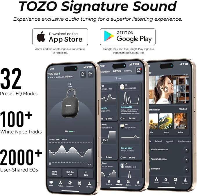 TOZO PE1 Portable Bluetooth Speakers with Adjustable Carabiner, Mini Bluetooth Wireless Shower Speaker with IPX8 Waterproof, 32H Playtime Punchy Bass Audio Speaker for Home, Outdoor and Travel, Black