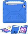 Kids Case for iPad Pro 13 inch (M5) 2025/ (M4) 2024, with Pencil Holder/Kickstand/Handle Stand Lightweight Cute Soft EVA Shockproof Silicone Anti-Slip Grip Rugged Girls Boys Cover, Blue