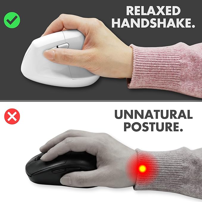 X9 Performance Wireless Vertical Ergonomic Mouse - (BT + 2.4Ghz) - Click in Comfort - Up to 4000 DPI, 6 Button, Rechargeable - Bluetooth Ergonomic Vertical Mouse Wireless - for Mac and PC - White