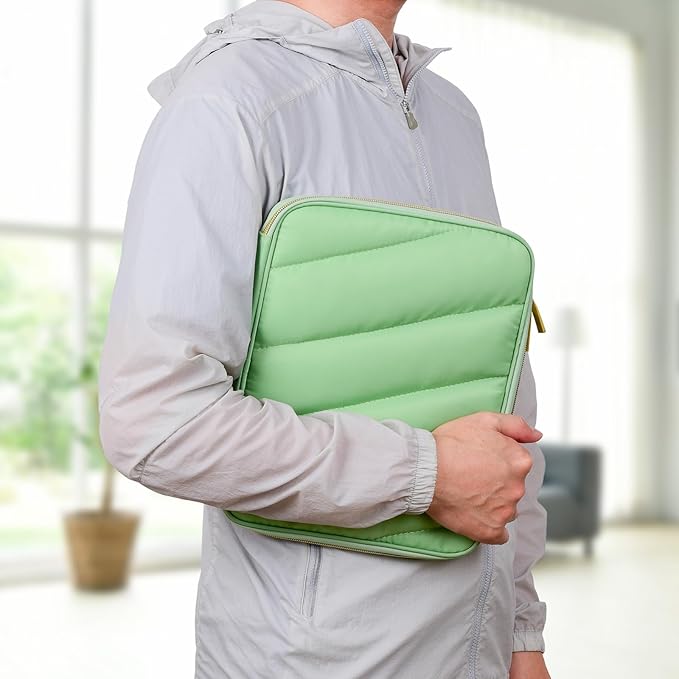 Puffy Tablet Sleeve Case for 9-11 Inch Tablets, Padded Pouch Bag for iPad Pro 11-in (M4), iPad 10.9 (10th Gen), iPad Air 11-in (M2), Galaxy Tab S9/S8 (Matcha Green-11)
