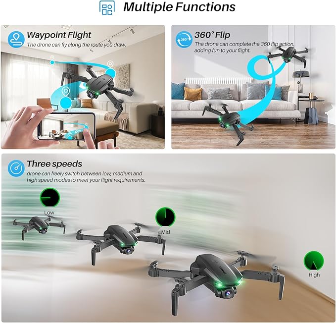 SIMREX Drone With Camera for Kids Beginner & Adults – Foldable RC Quadcopter with Altitude Hold, Optical Flow Positioning , Indoor Mini Drone with One Key Start, Headless Mode, 3D Flip, Gift for Boys & Girls & Teenagers