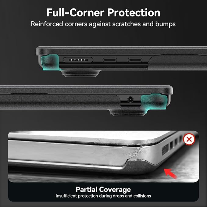 EooCoo Compatible with MacBook Air 13 inch Case M5 2026-2022 M4 M3 M2 A3449 A3240 A3113 A2681, 100% Match Official Color, Upgrade Matte, Dent & Scratch Protection Hard Shell for Mac Air 13.6, Black